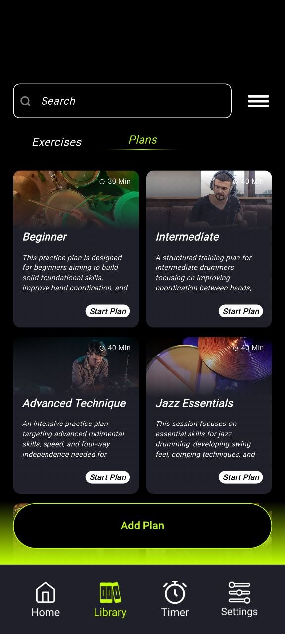 Exercise library screen